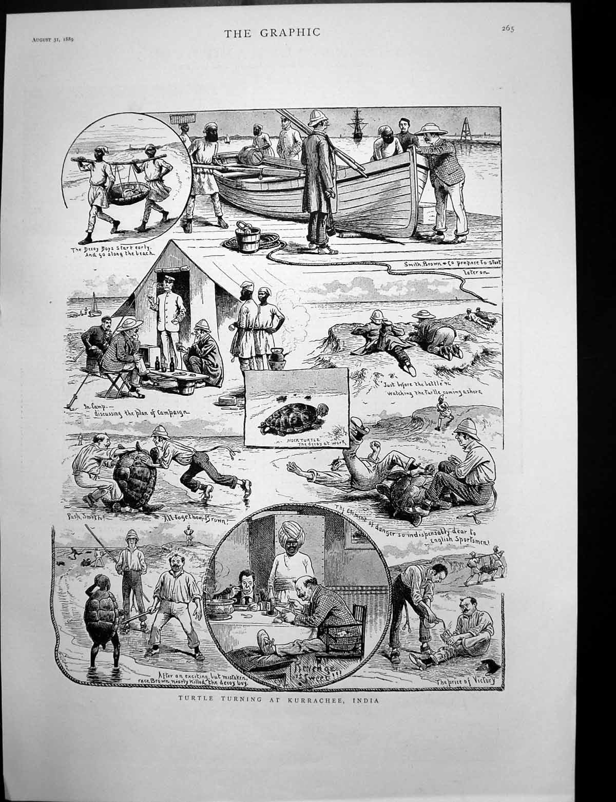 Antique Print Turtle Turning Kurrachee India Torpedo Boats Milfordhaven1889