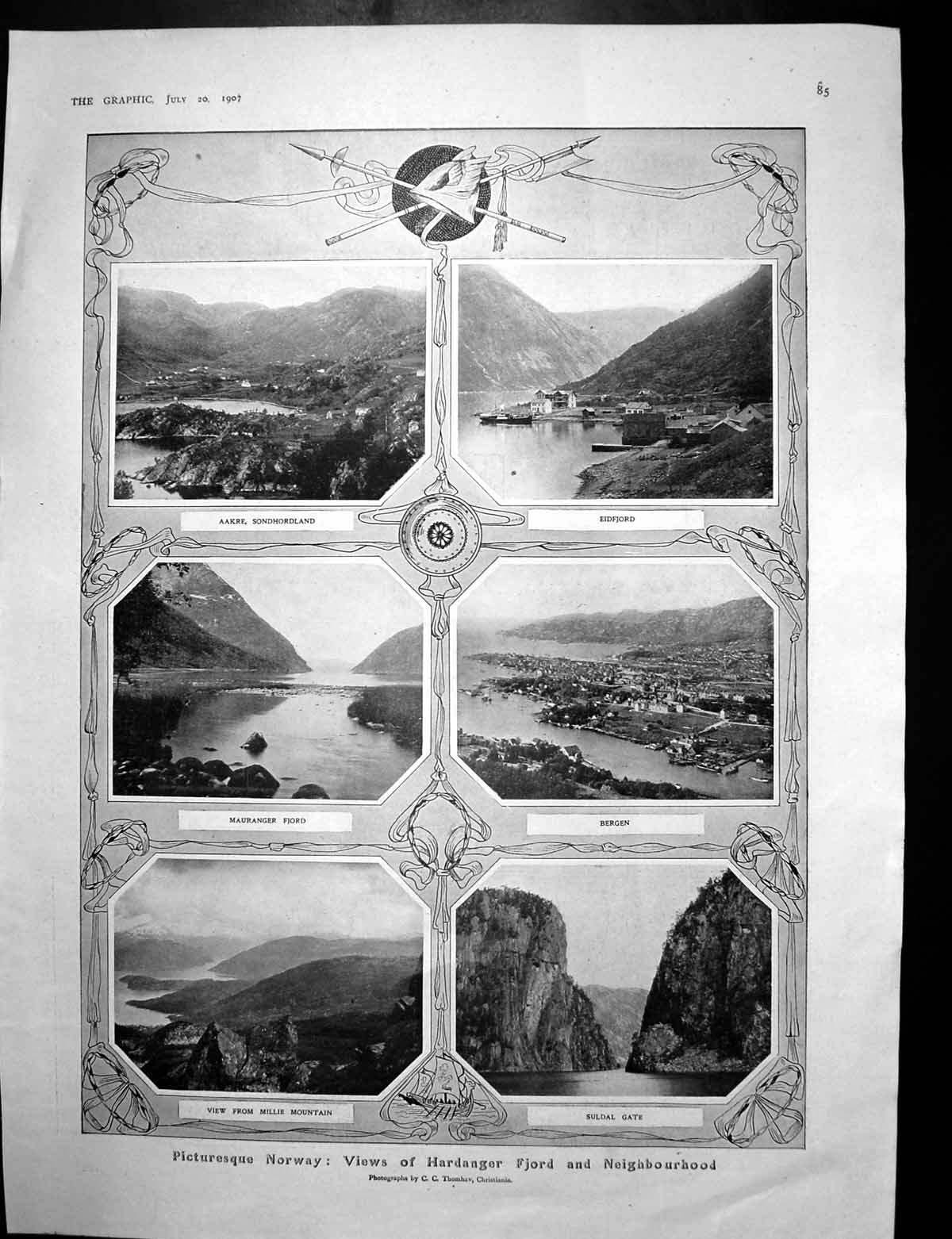 Antique Print Views Hardanger Fjord Norway Winners Bisley Rifleshooting1907