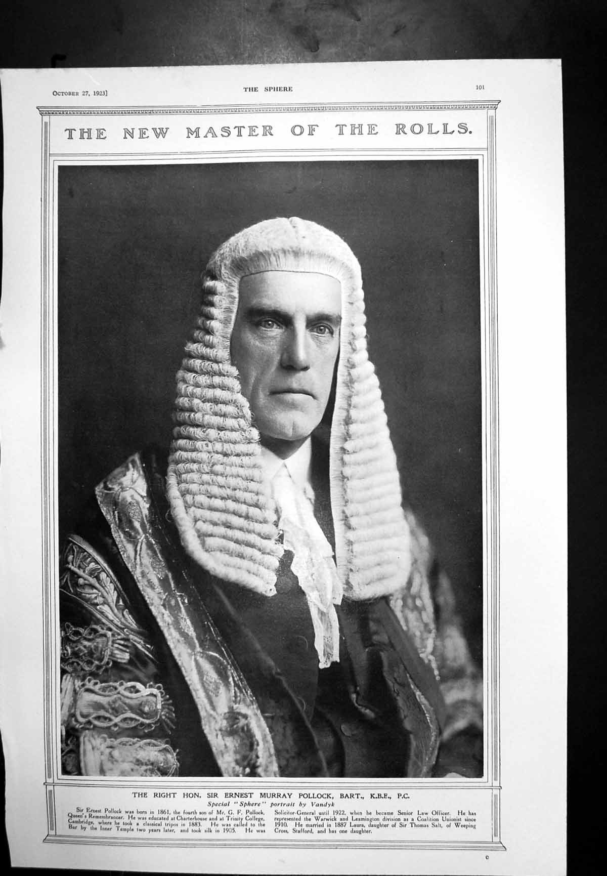 Old Vintage Print Sir Em Pollock Master The Rolls Foil Play Fencing 1923 20th