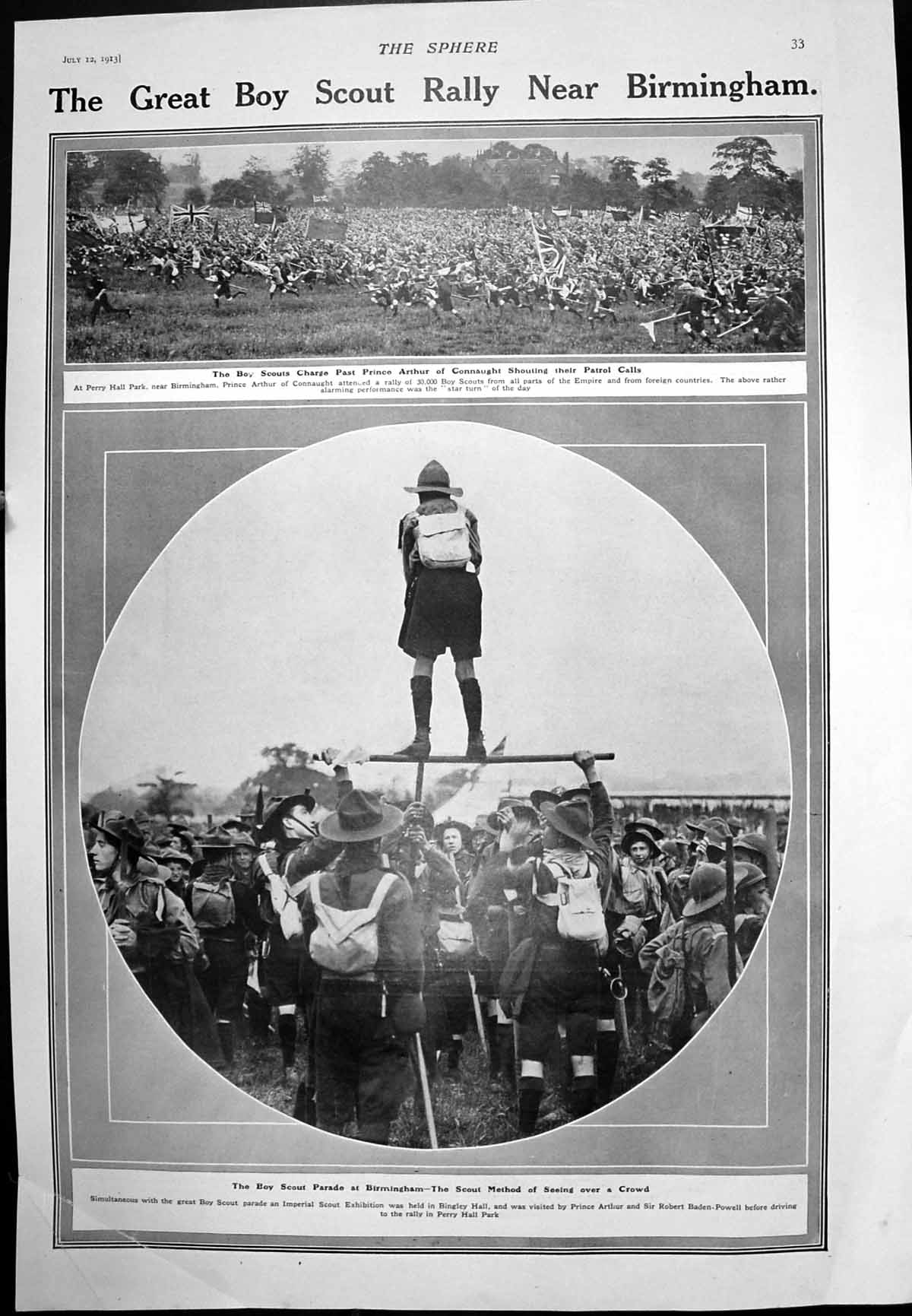 Old Print Boy Scout Rally Near Birmingham Review London Territorials 1913 20th