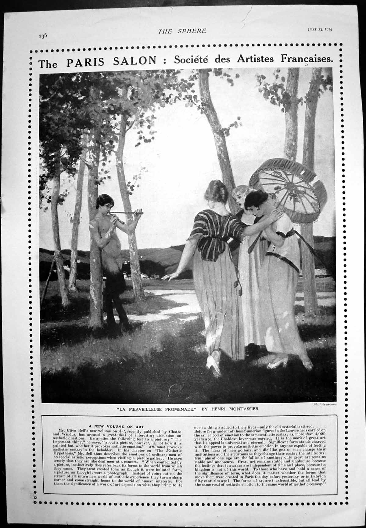 Antique Old Print La Merveilleuse Promenade H Montassier Golf Tournament 1914