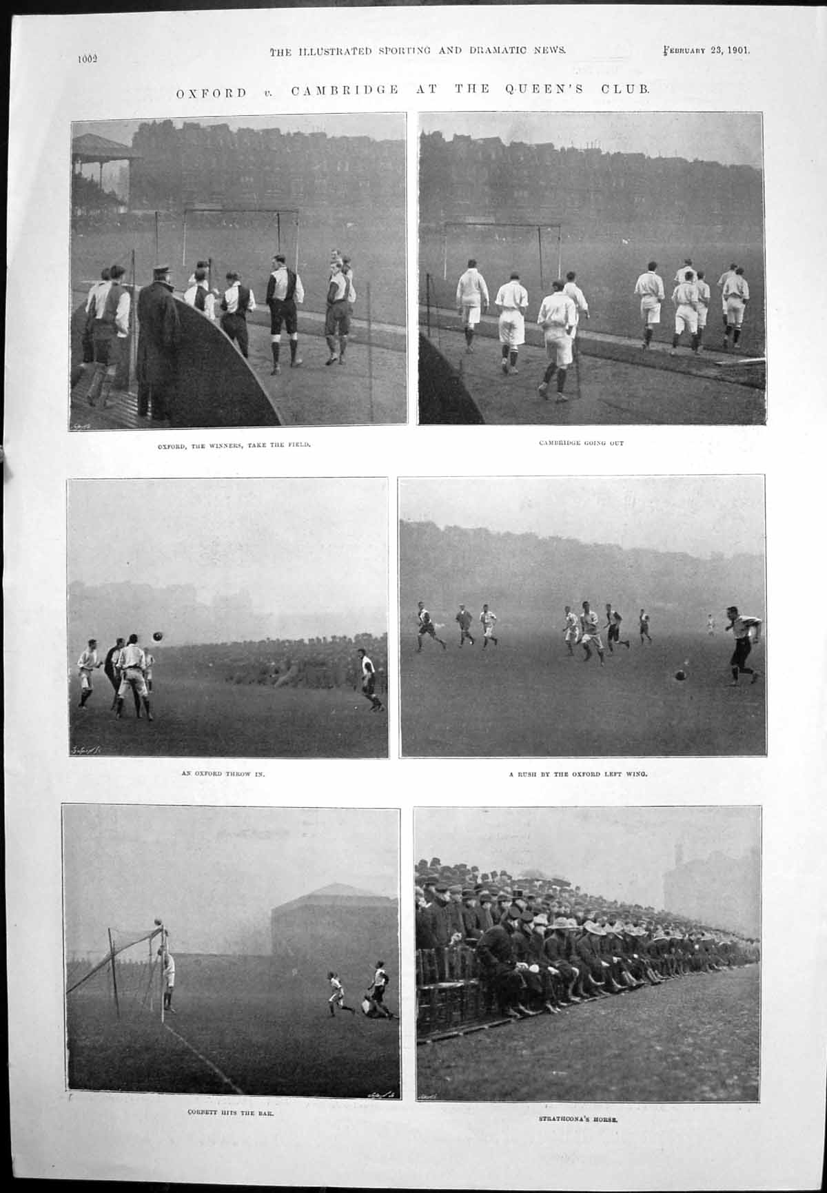 Old Print Oxford Cambridge Queen'S Club Caricatured Play Noble Lord 1901 20th