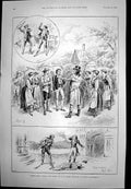 Antique Old Print Signa New Opera Men Ladies Street Scene H.M.S. Revenge 1893