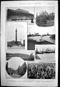Antique Old Print Liverpool Aintree Race Course Paddock Ploughing Match 1898