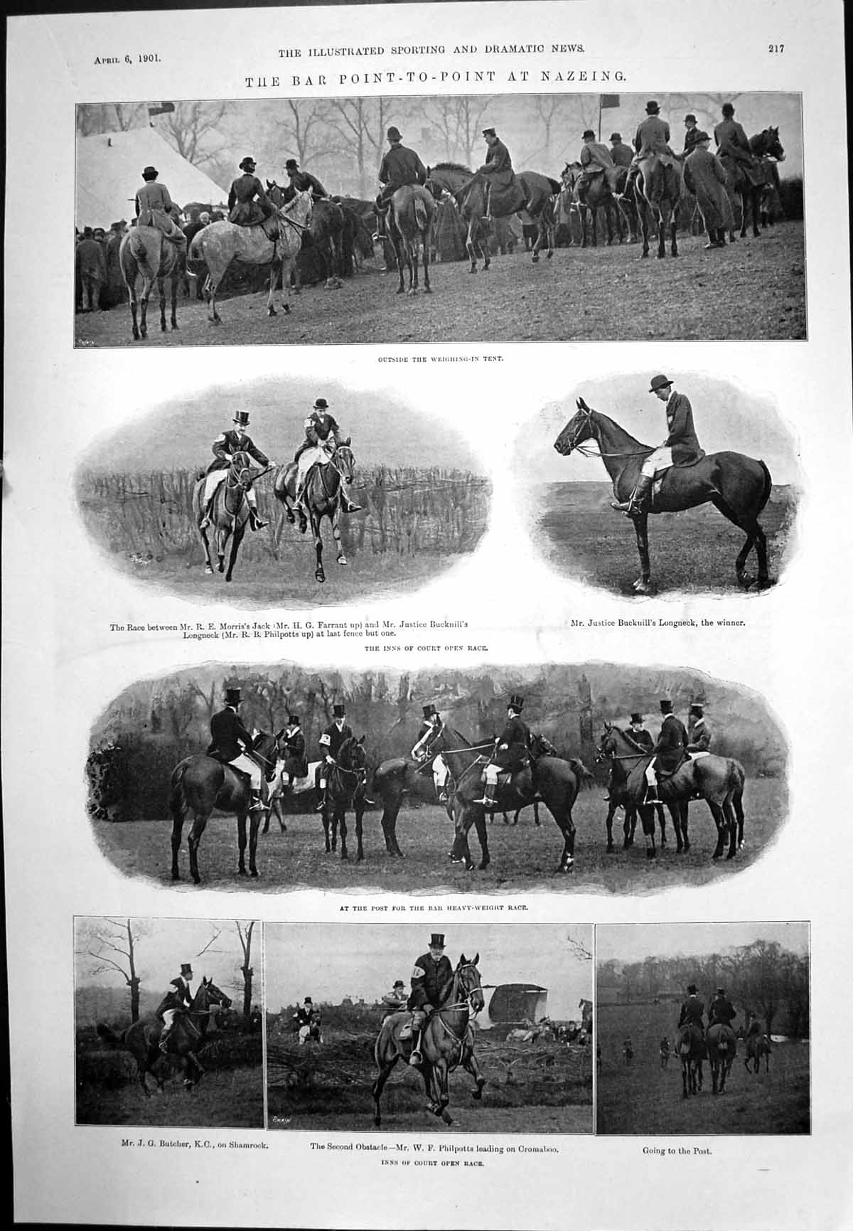 Old Print Bar Point-To-Point Nazeing Public Schools Boxing Aldershot 1901 20th