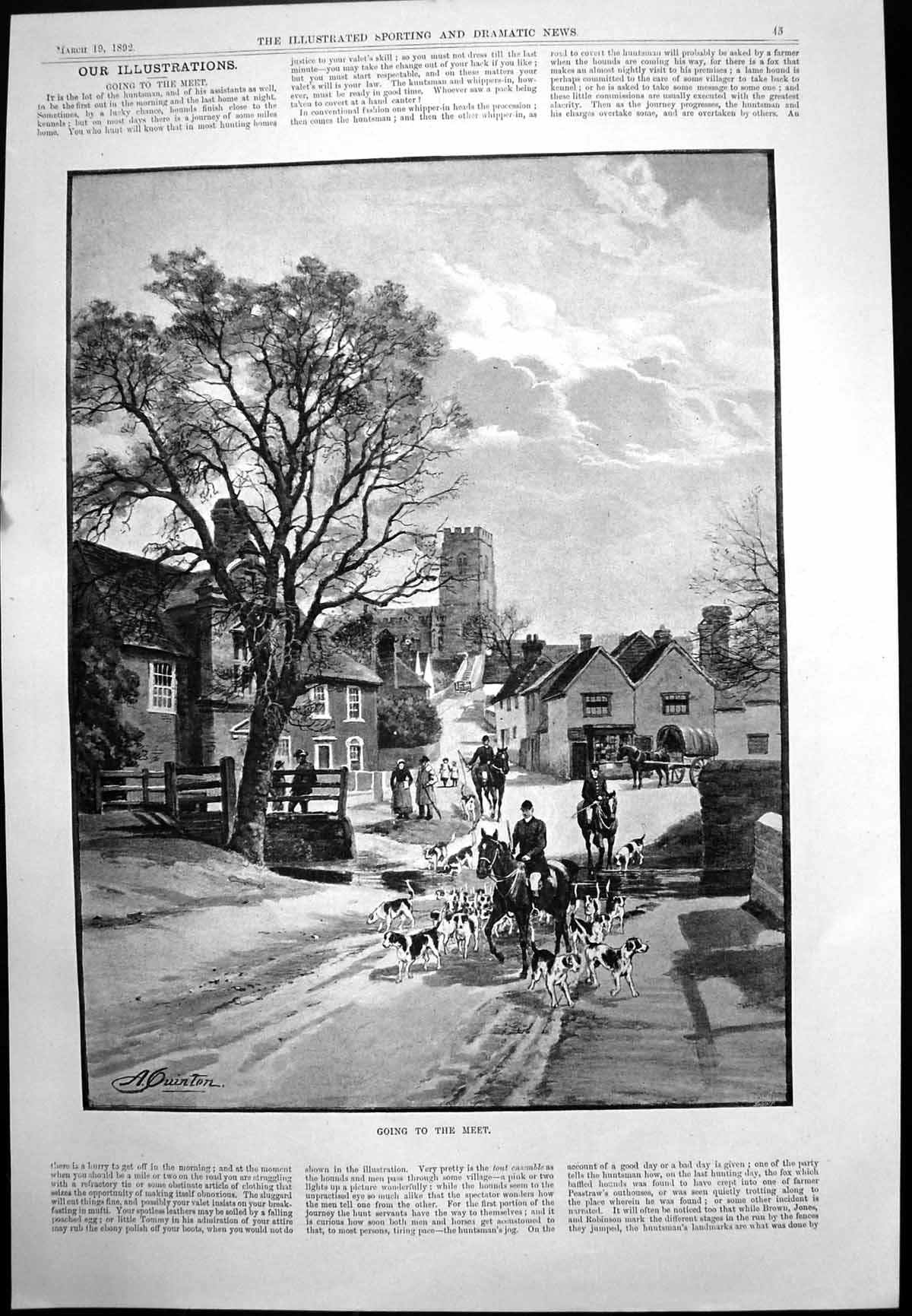 Antique Old Print Going To The Meet Horses Hounds The Randegger Divorce 1892