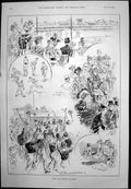 Antique Print Eton And Harrow At Lords Cricket Cheering On Lunch Time 1893 19th