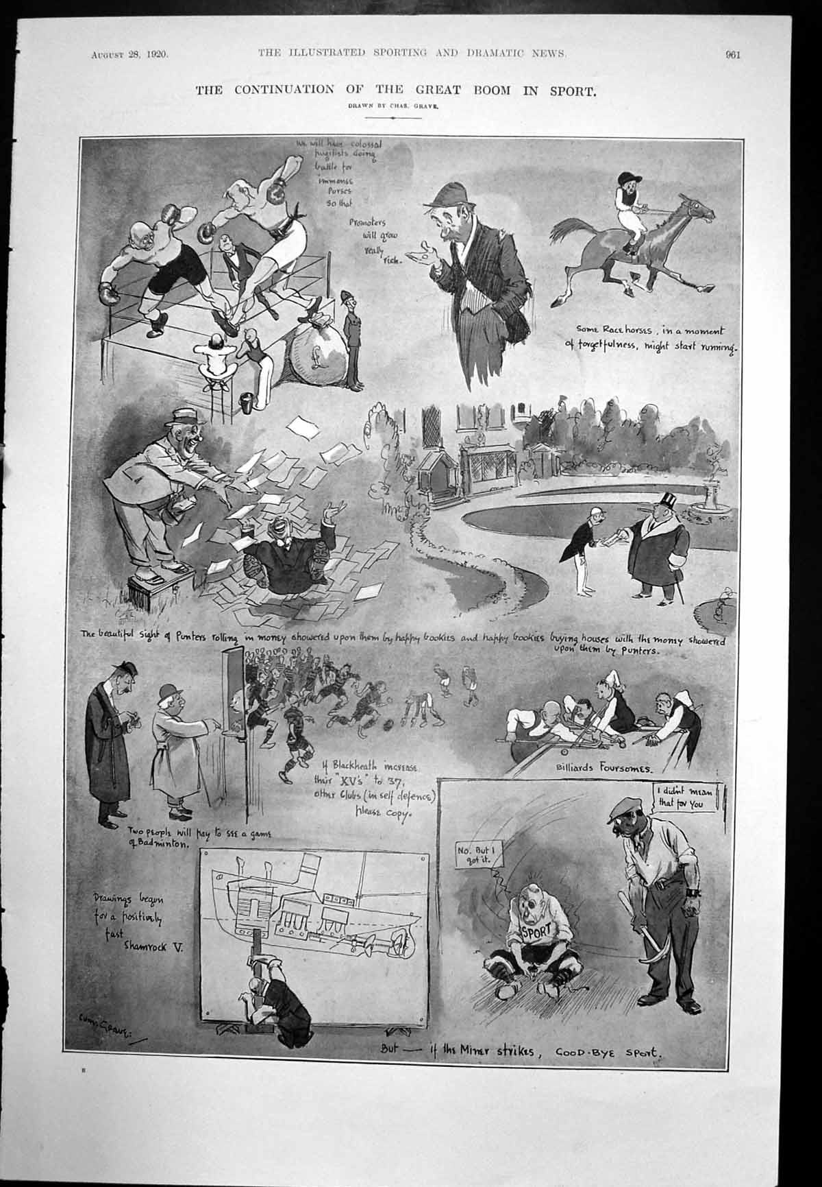 Antique Old Print Great Boom In Sport Bookies After Wild Pig East Africa 1920