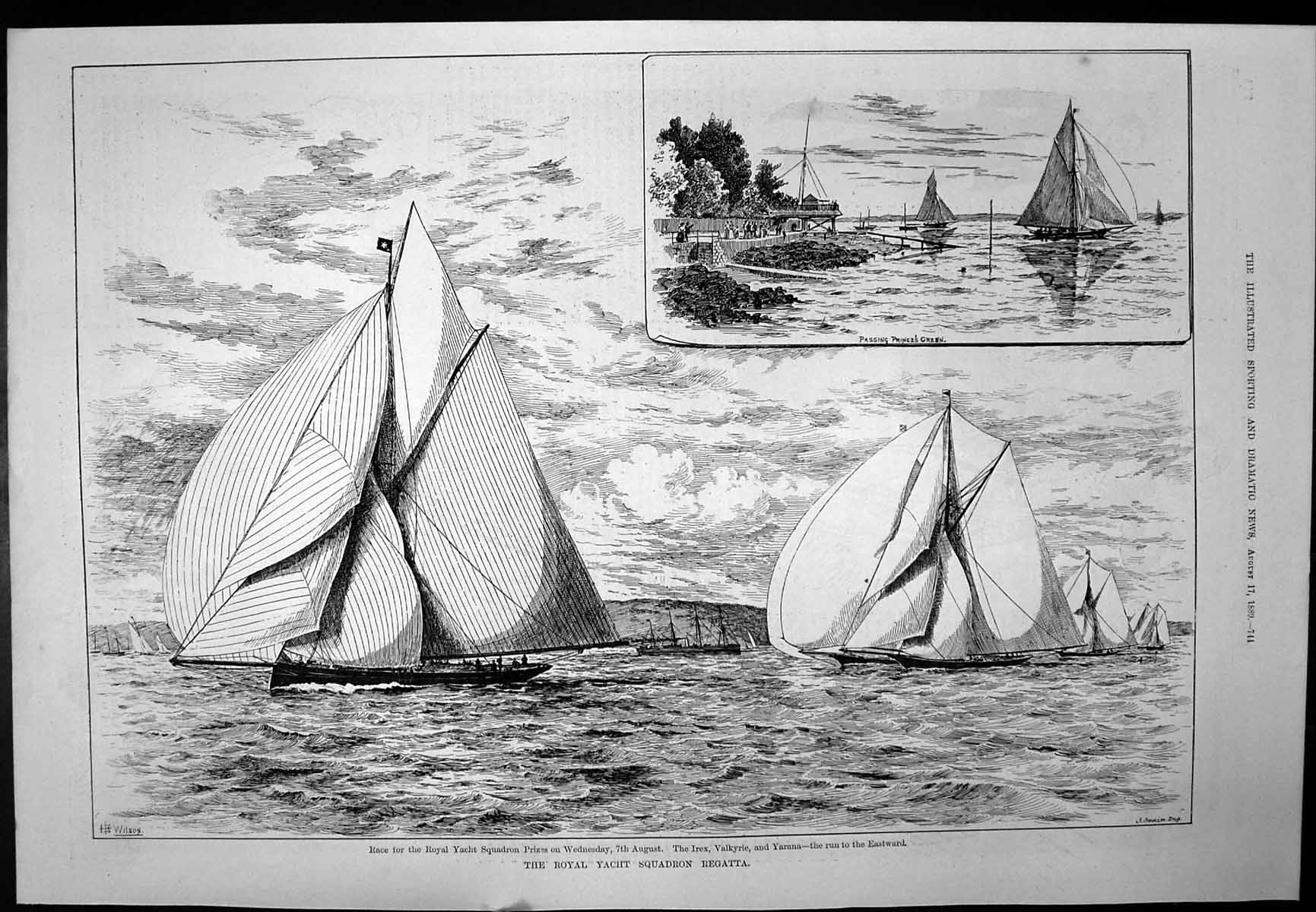 Old Print Royal Yacht Squadron Regatta Captious Critic Theatre Notes 1889 19th