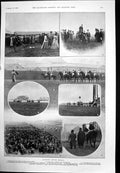 Antique Print Liverpool Autumn Meet Horse Race Musketeers Caricatures 1898 19th