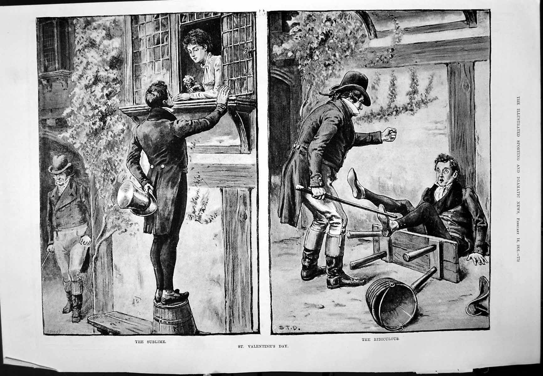 Old St. Valentine'S Day Gentleman Atop Bucket St. Jacob'S Oil Ad 1891 Victorian