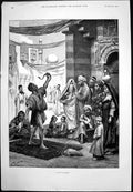 Old Print A Snake Charmer F Fabbi South Essex Coursing Meet Rainham 1891 19th