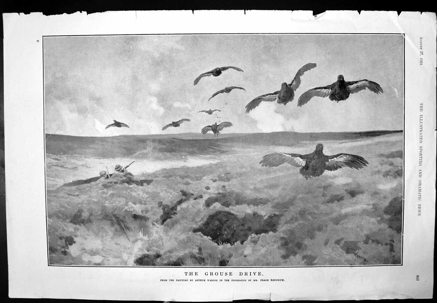 Antique Old Print Grouse Drive A Wardle Summer Days G Wright Hay Horses 1921