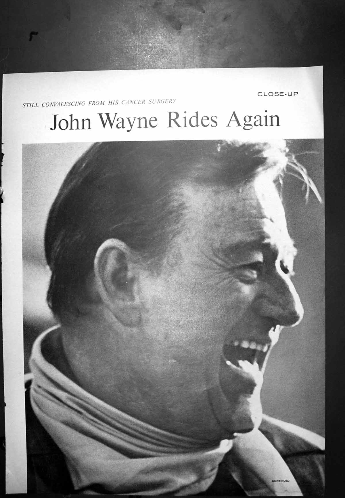 Antique Print John Wayne Rides Again Close-Up Face Sitting With Son Aged