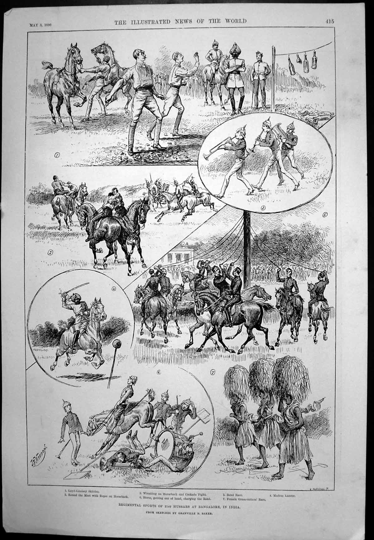 Old Regimental Sports 21St Hussars India Cornish Fishing Village 1890