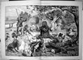 Old Antique Print Lost Chord Fred Barnard Bear Middle Picnic Cloth 1894 19th