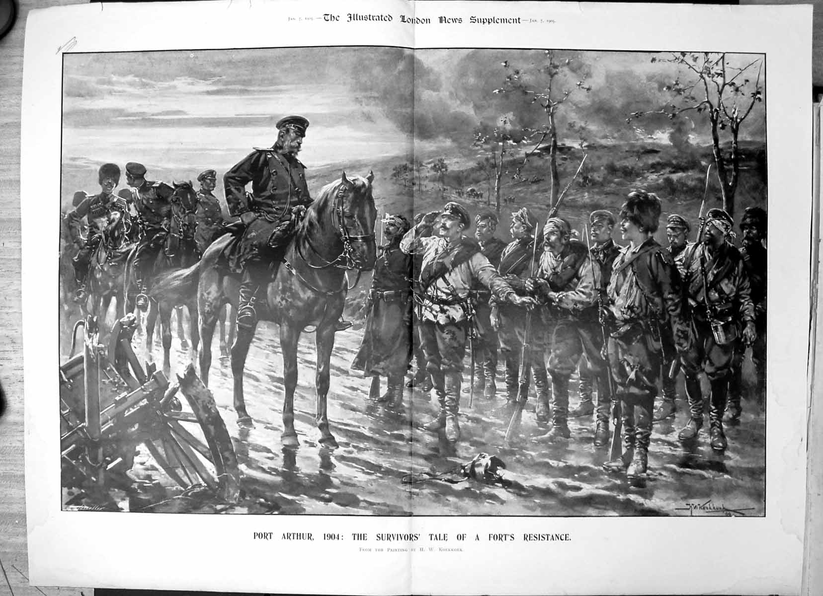 Old Print Port Arthur 1904 Survivors Tale Forts Resistance H Koekkoek1905 20th