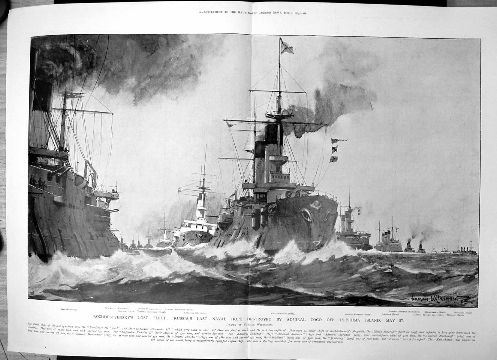 Antique Print Rozhdestvenskys Lost Fleet Russias Last Naval Hope Sunk 1905 20th