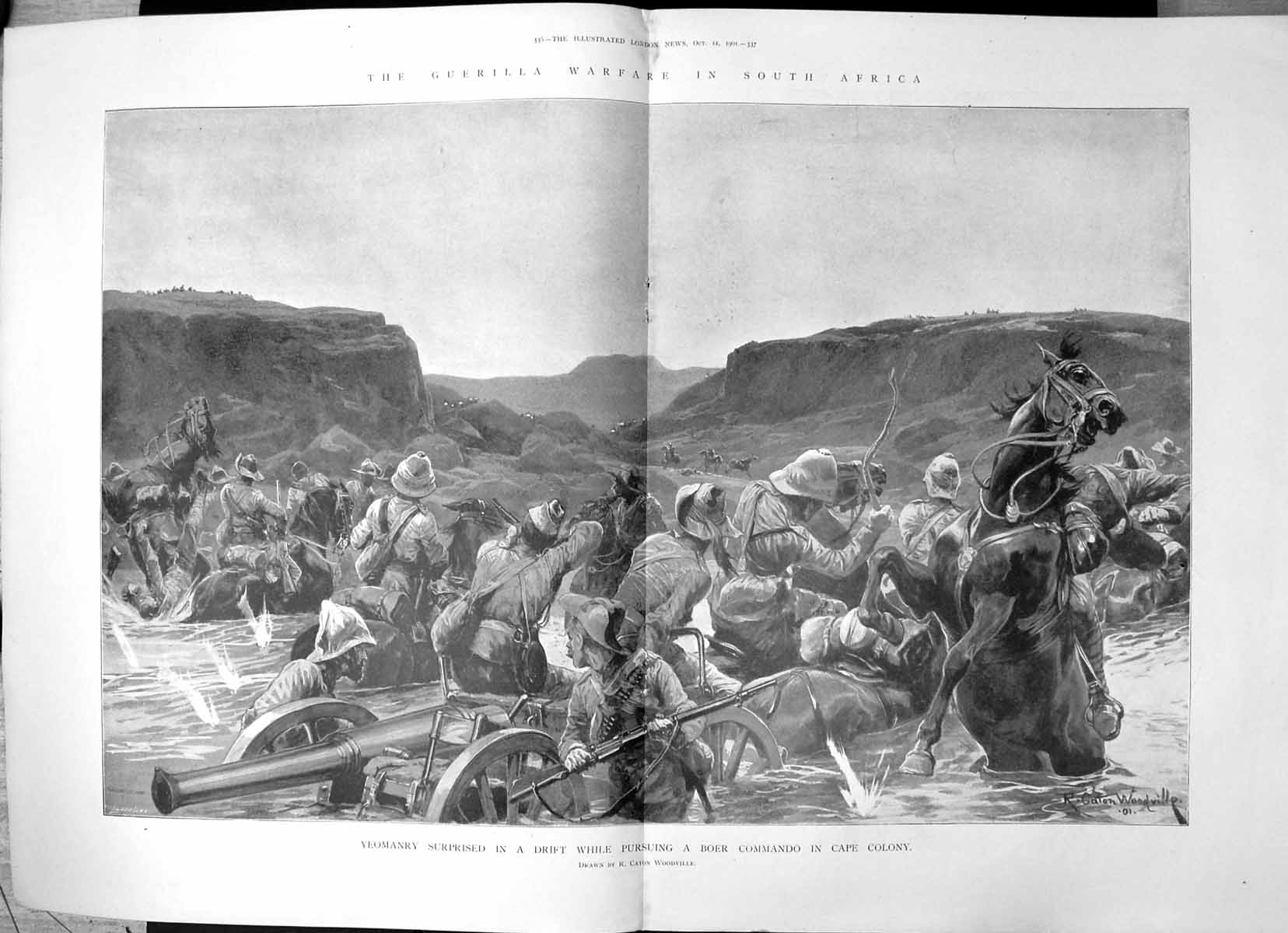 Old Antique Print Guerilla Warfare South Africa Yeomanry Drift Boer 1901 20th