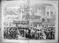 Antique Old Print Russian Coronation Courtyard Kremlin Procession Palace 1856