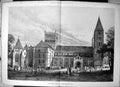 Original Old Antique Print Exterior View Southwell Cathedral Gravestones 1884