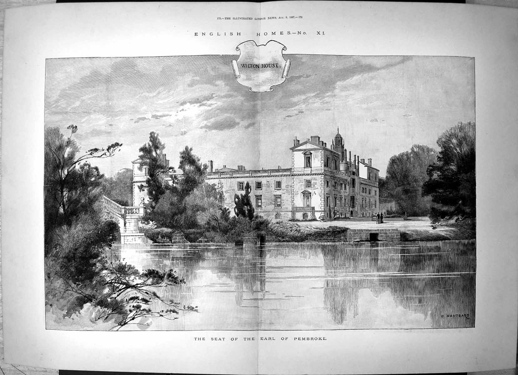 Antique Print English Homes Wilton House Seat Earl Pembroke G Montbard1887 19th