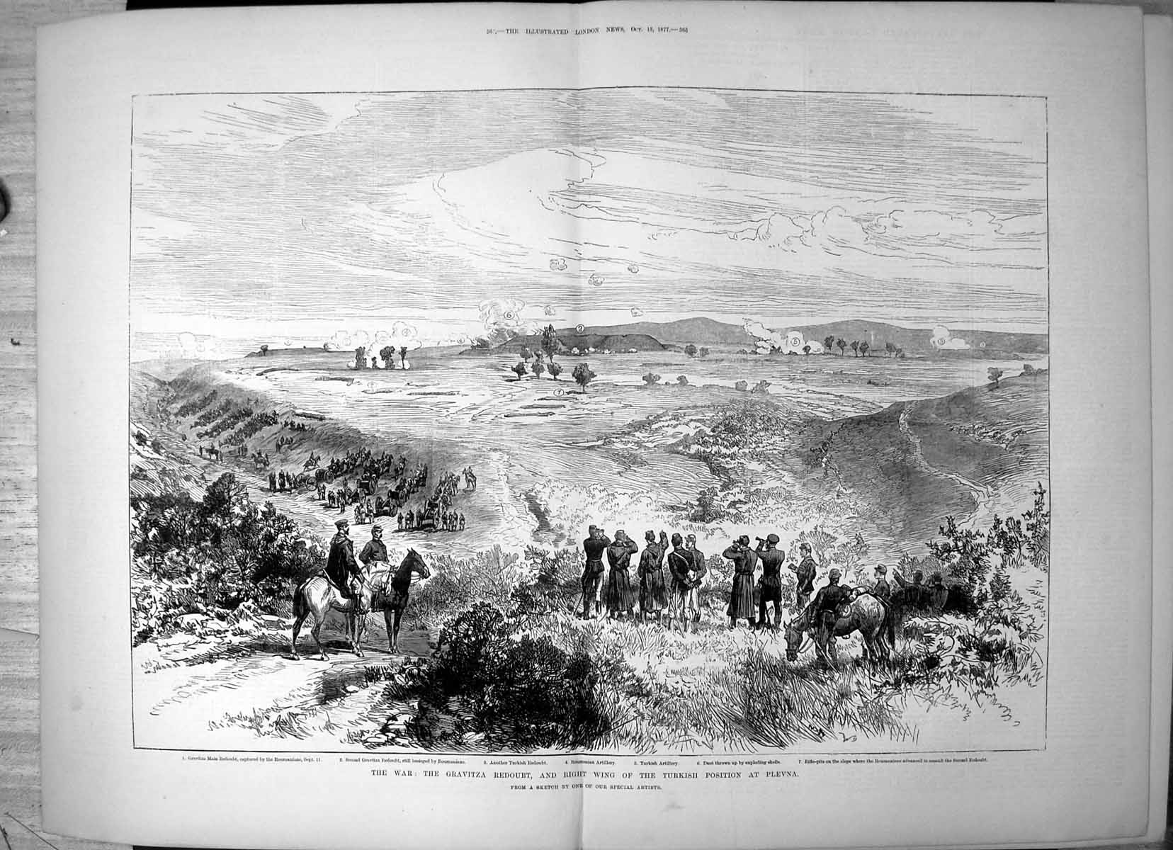 Antique Print War Gravitza Redoubt Right Wing Turkish Position Plevna 1877 19th
