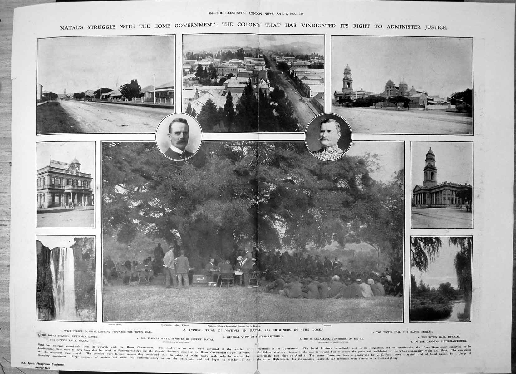 Old Print Trial Natives Natal Prisoners Dock Durban Pietermaritzburg1906 20th