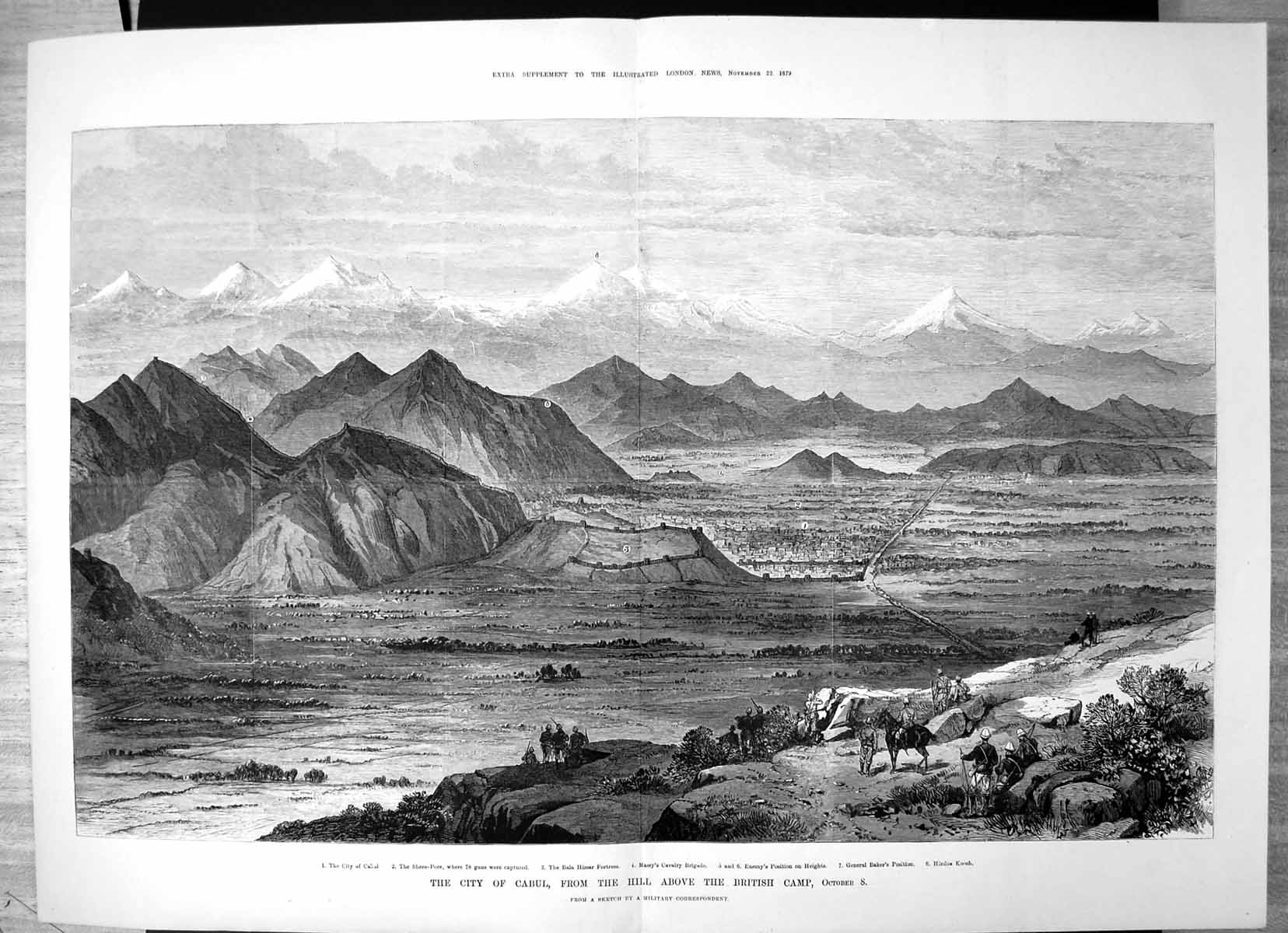 Antique Print City Cabul British Camp Massys Cavalry Brigade Gen Baker 1879