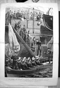 Old Print Prince Princess Wales Denmark Barge Russian Yacht Dershava 1885 19th
