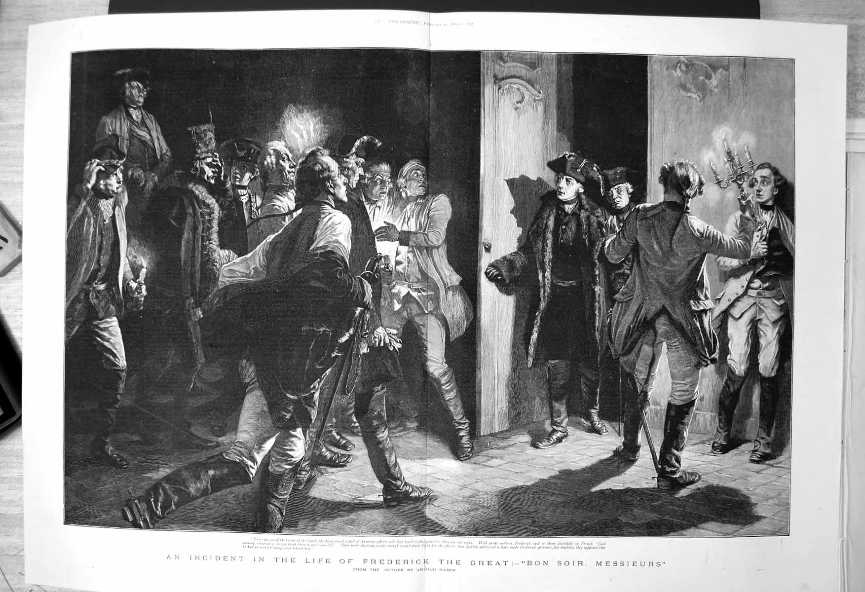 Old Incident Life Frederick Great Entering Castle Austrian Officers 1892 19th