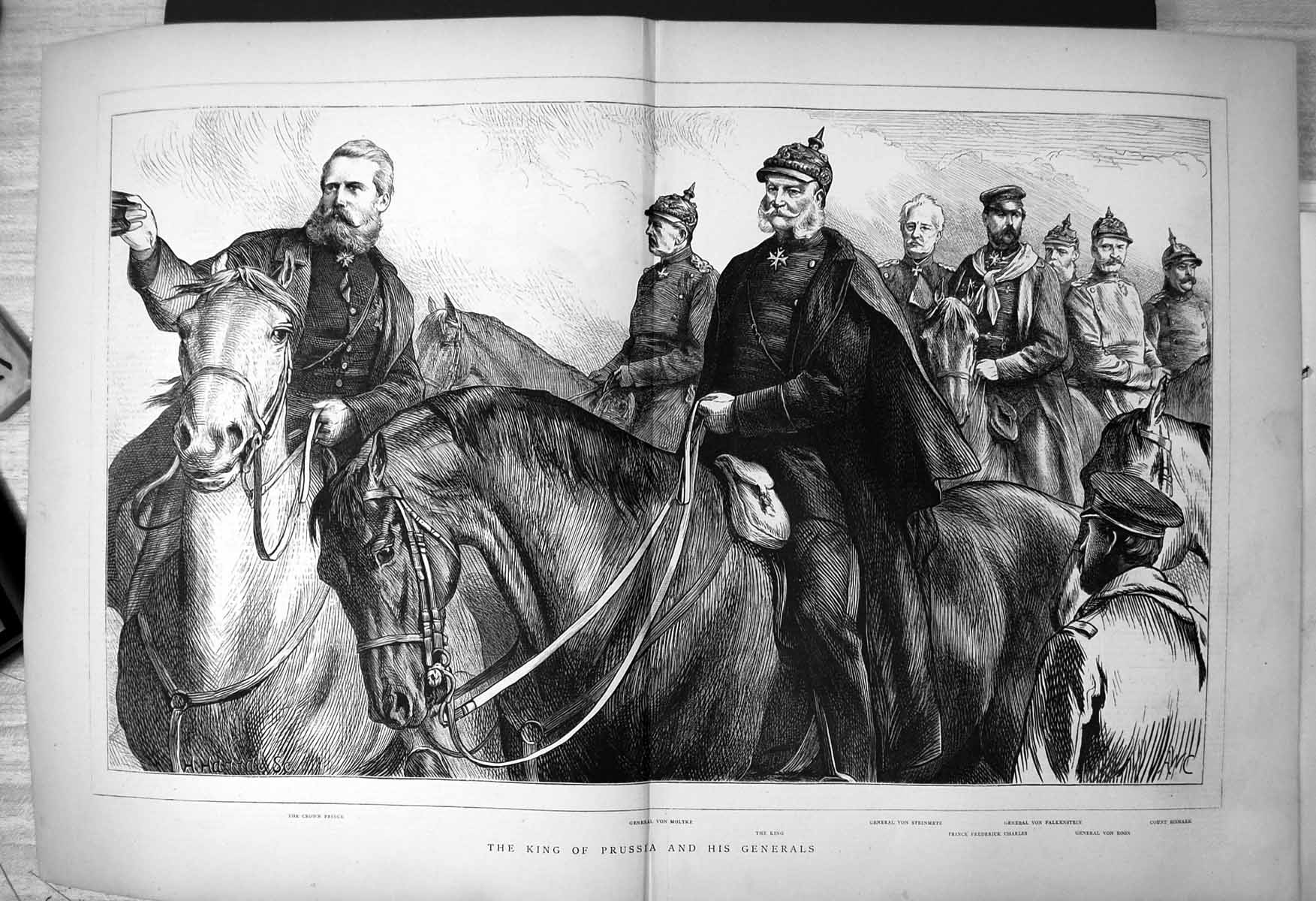Old King Prussia Generals Crown Prince Gen Von Moltke Count Bismark1870 19th
