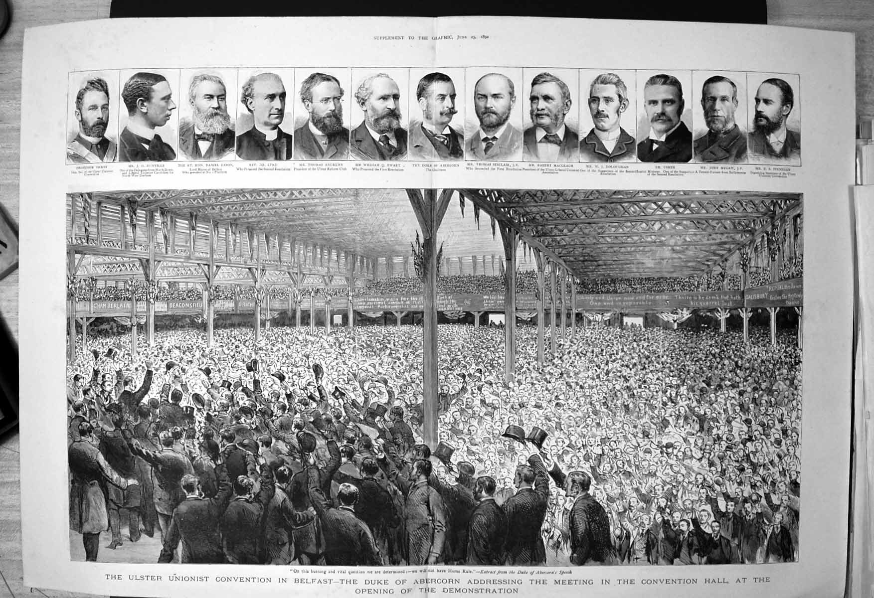 Antique Print Ulster Unionist Convention Belfast Duke Abercorn Meeting 1892