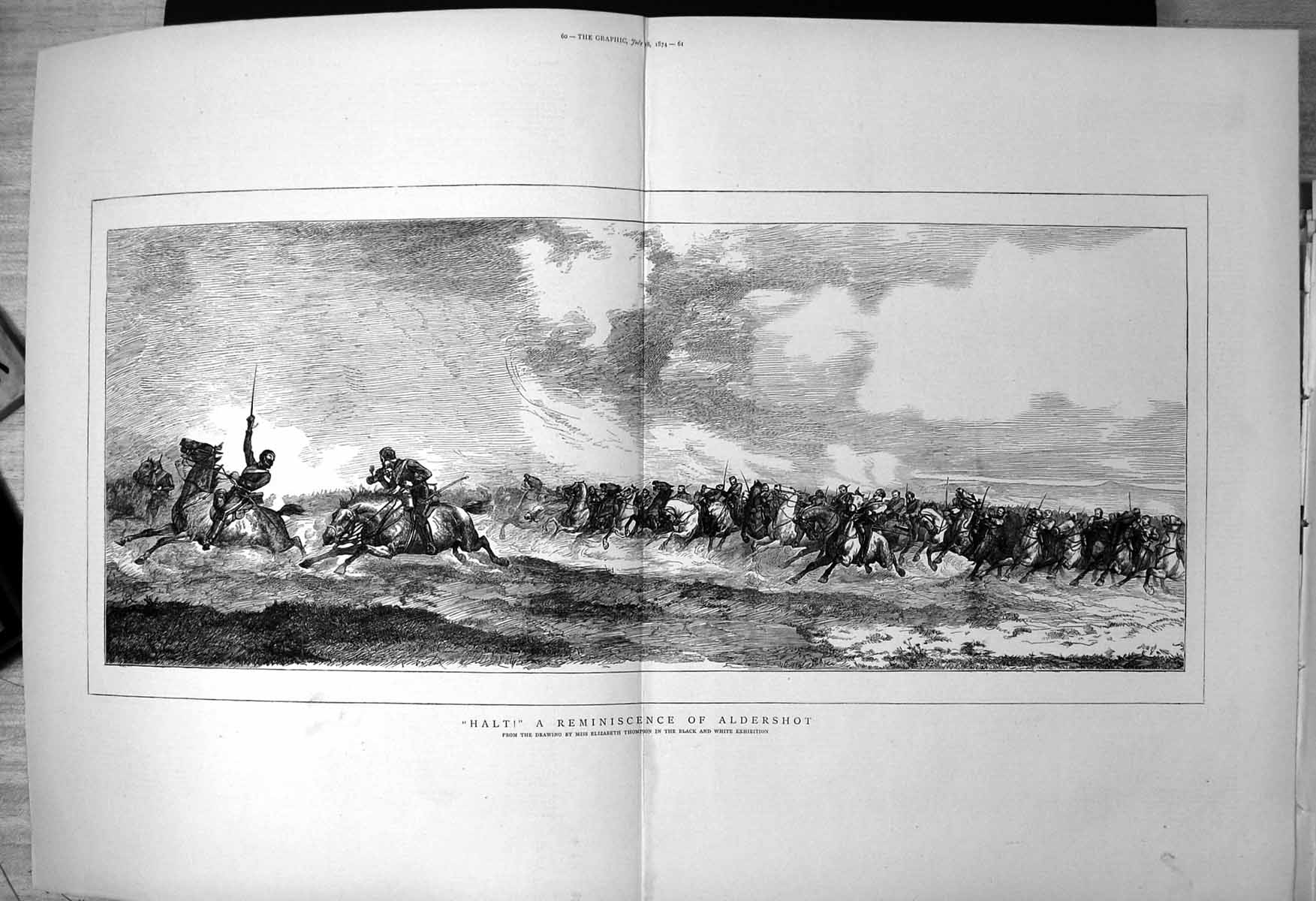 Old Halt Reminiscence Aldershot Charge Siers Horseback E Thompson1874 Victorian