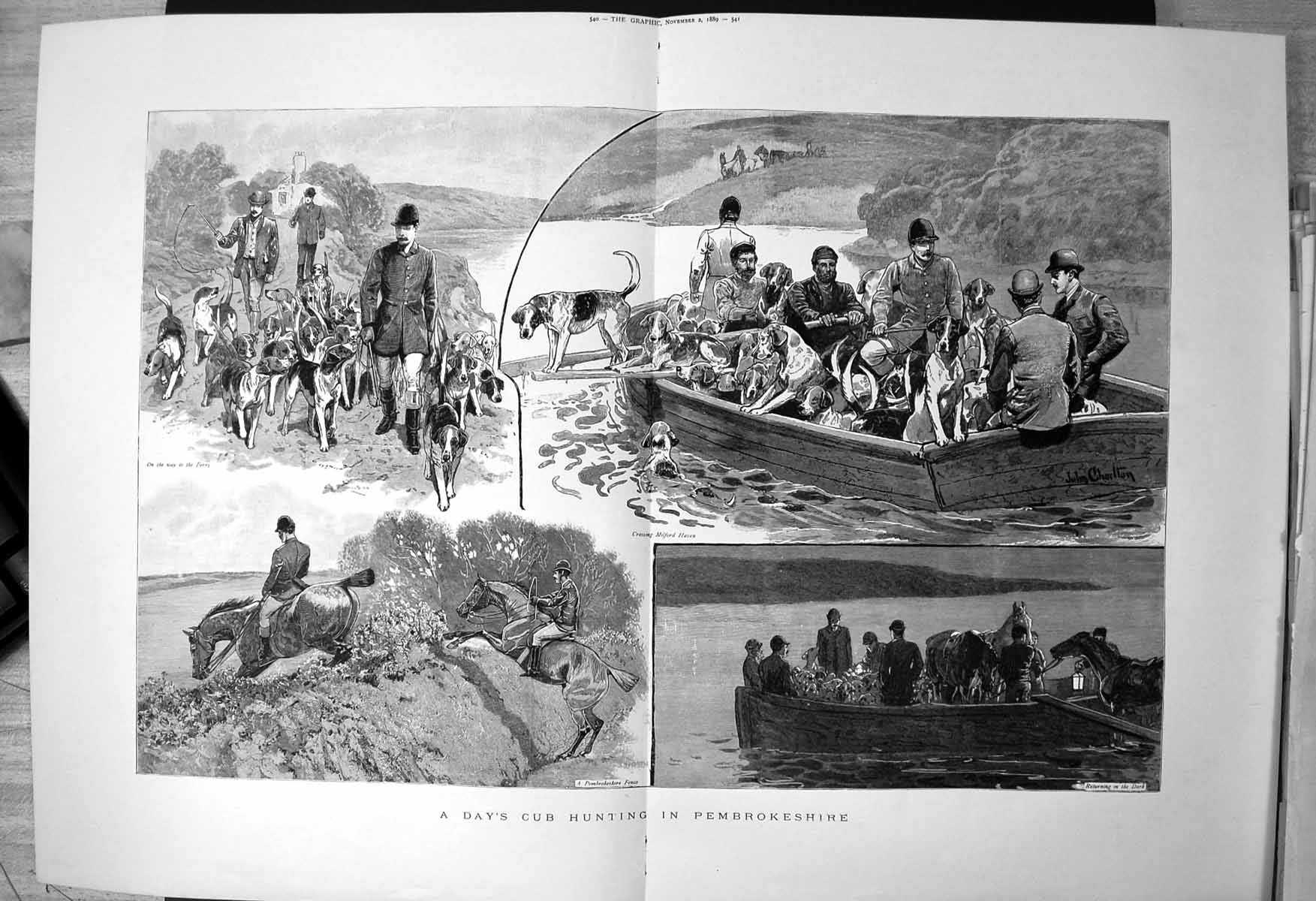 Old Days Cub Hunting Pembrokeshire Ferry Milford Haven J Charlton 1889 19th