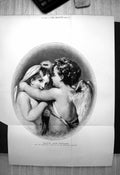 Old Antique Print Cupid Psyche Embracing One Another W Etty 1877 Damaged 19th