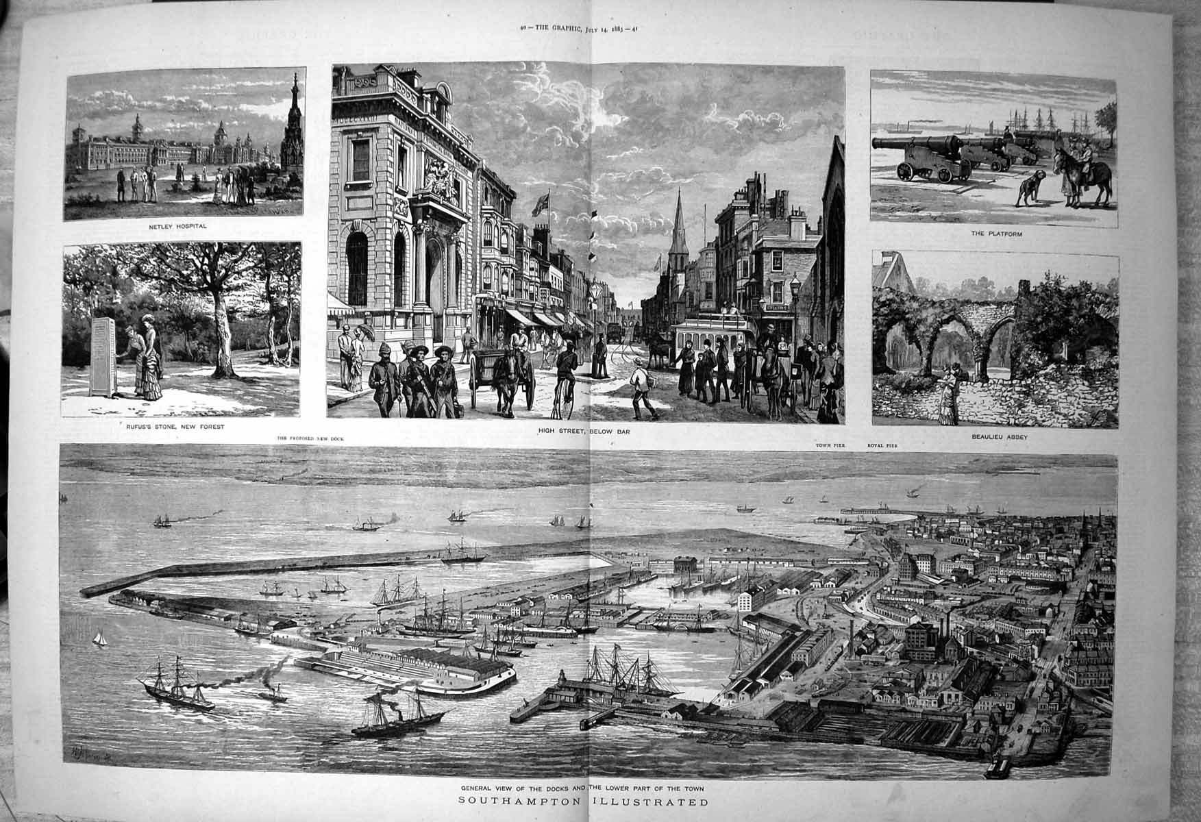 Old Southampton Docks Lower Part Town High Street Beaulieu Abbey 1883 Victorian