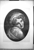 Original Old Antique Print Portrait Lady Hamilton George Romney