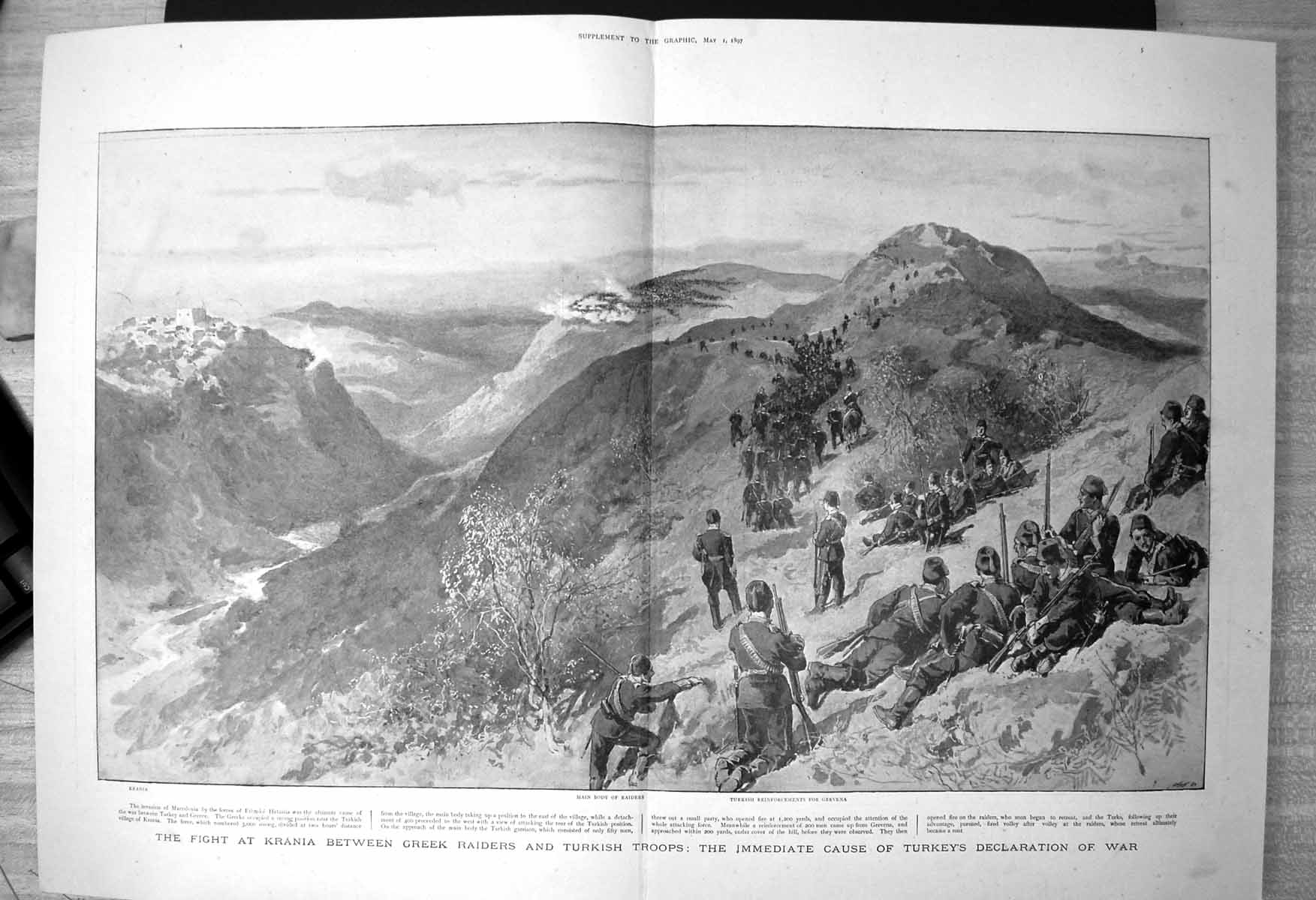 Old Fight Krania Greek Raiders Turkish Troops Cause Turkeys War 1897 Victorian