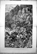 Old Print Soudan Expedition Defeat Egyptians Rebels Mountain Souakim 1883 19th