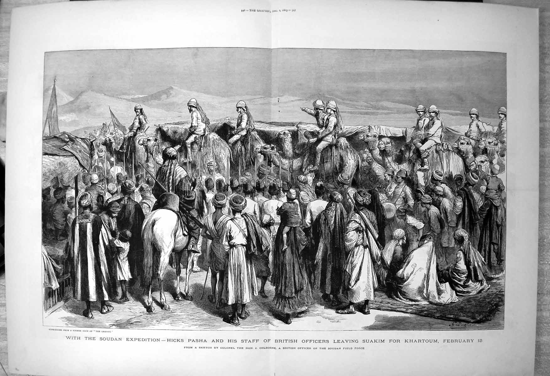 Old Soudan Expedition Hicks Pasha Staff Leaving Suakim Col Colborne 1883 19th
