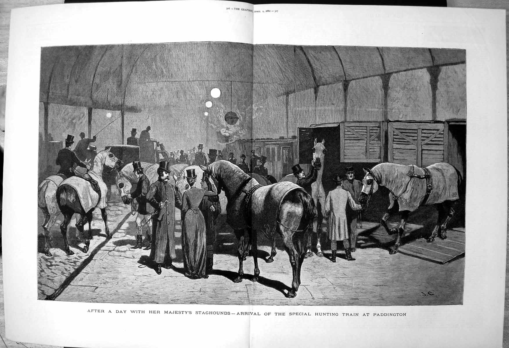 Old After Day Staghounds Arrival Special Hunting Train Paddington 1882 19th