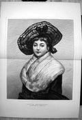 Old Little Swansdown G A Storey Portrait Young Woman Hat Fur Stole1878 19th