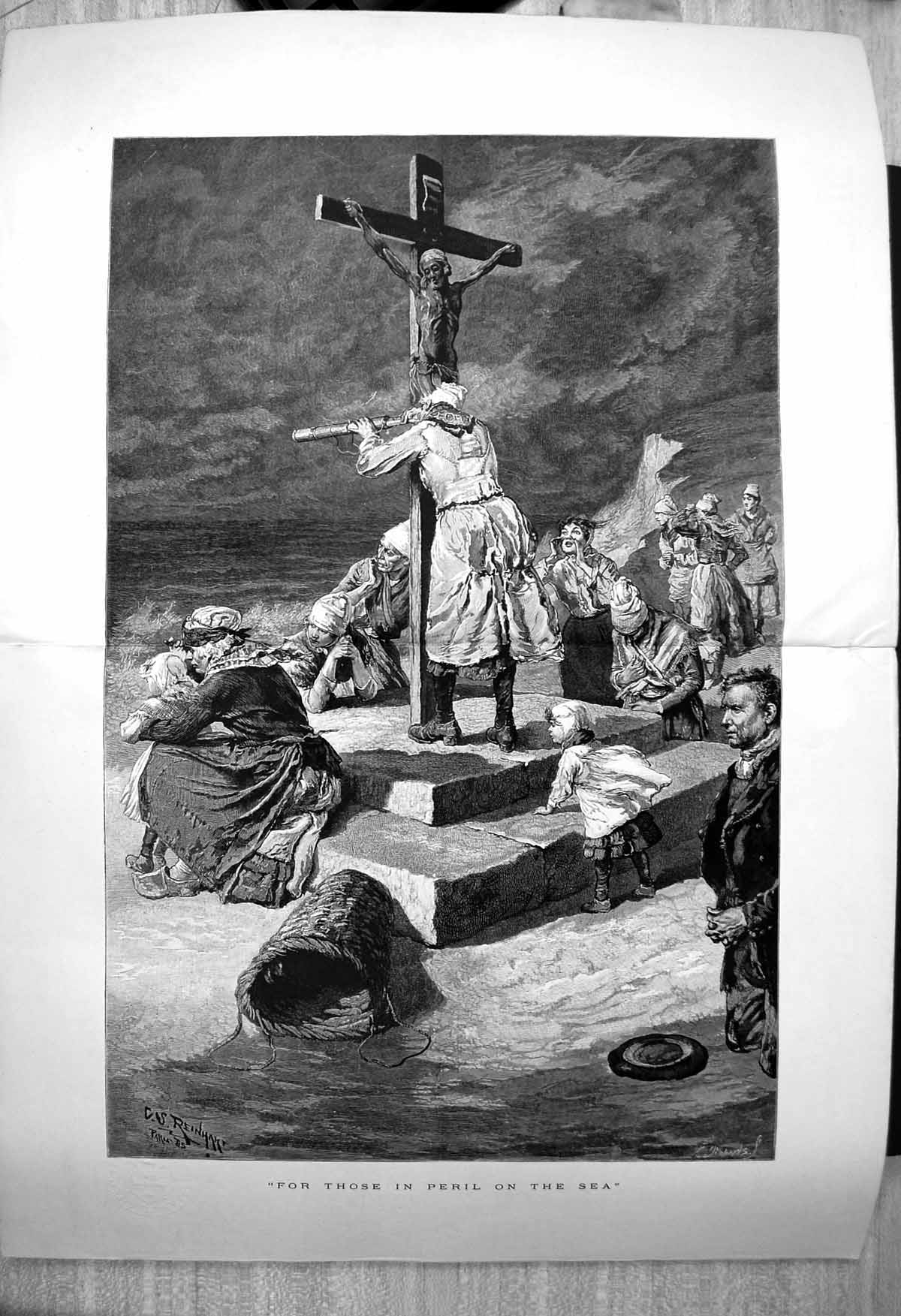 Old For Those In Peril On Sea Waiting Binoculars Sea Cross Jesus 1883 Victorian