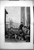 Antique Old Print Guards Taking Break Papal Retainers Vatican F Heilbuth 1873