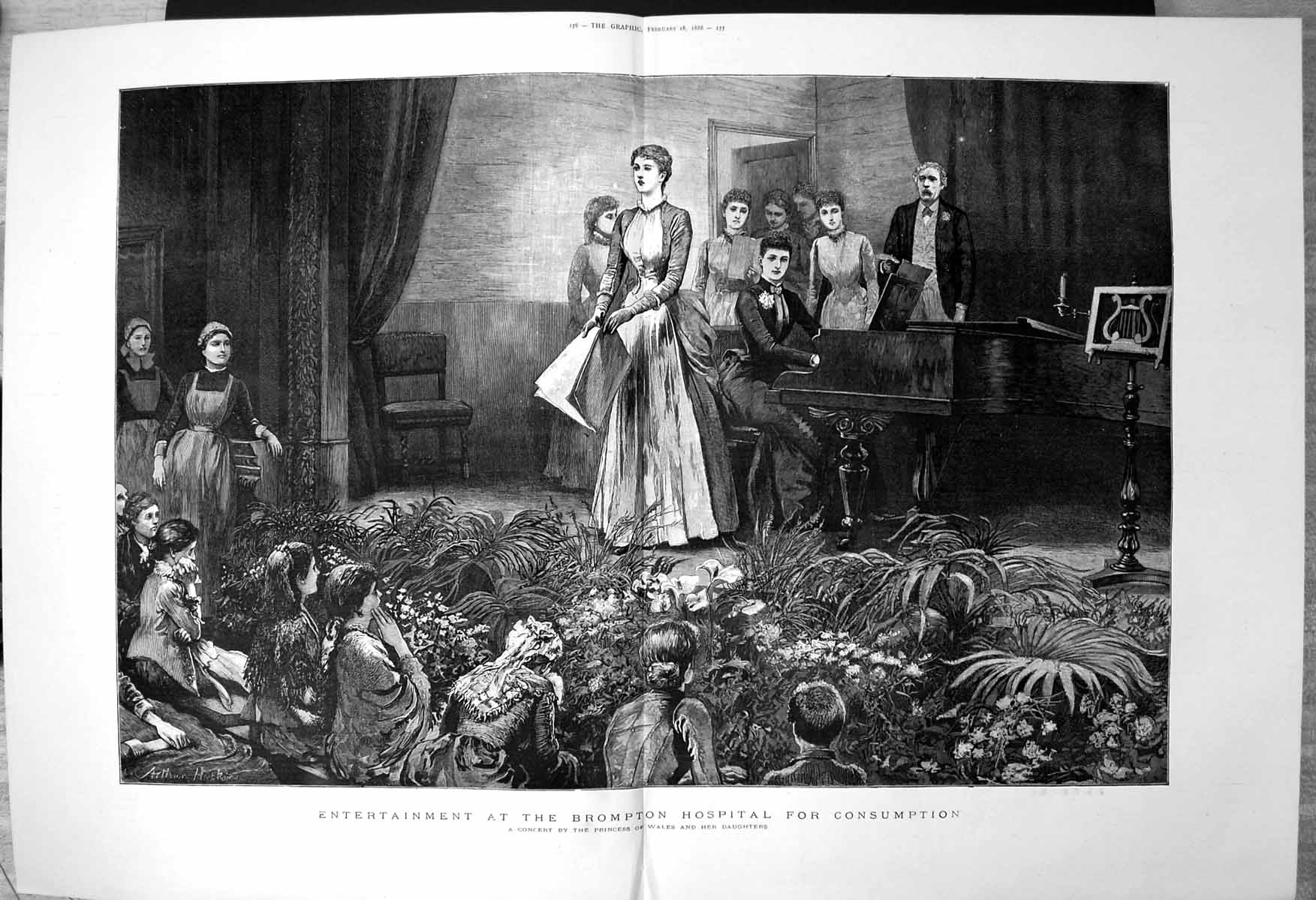 Old Print Entertainment Brompton Hospital Consumption Princess Wales 1888 19th