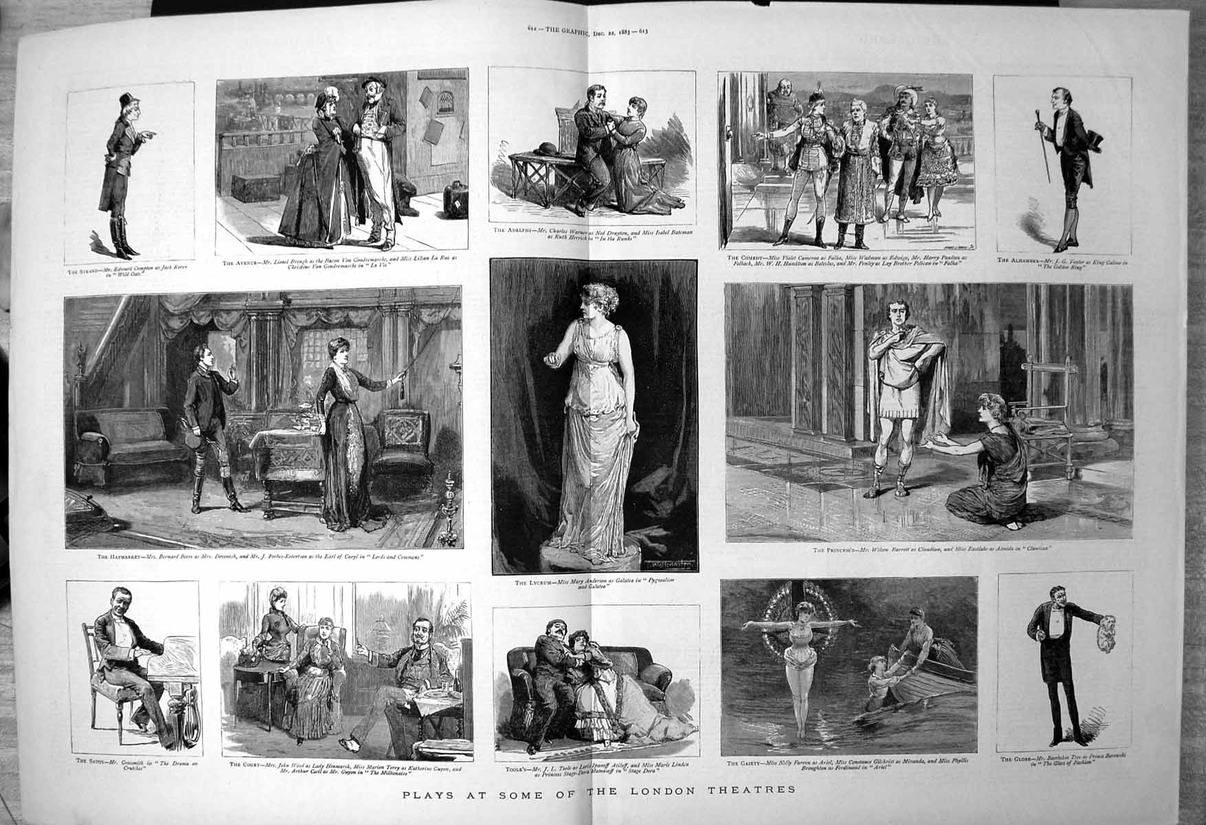 Old Plays London Theatres Ariel Glass Fashion Claudian Gen Ring 1883 Victorian