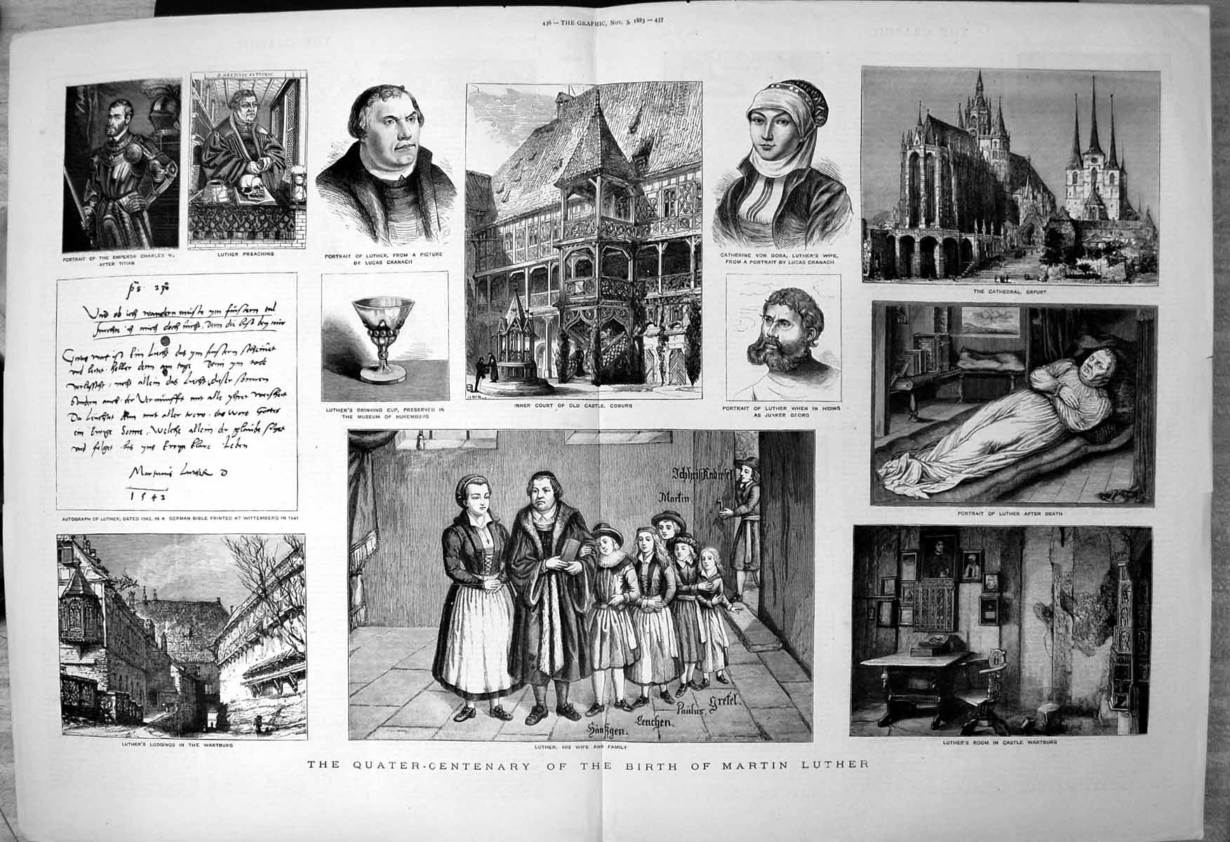 Old Quater Centenary Birth Martin Luther Catherine Von Bora Wife 1883 Victorian