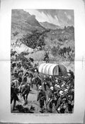 Antique Old Print Advance Transvaal British Convoy Passes Drakensberg 1881 19th