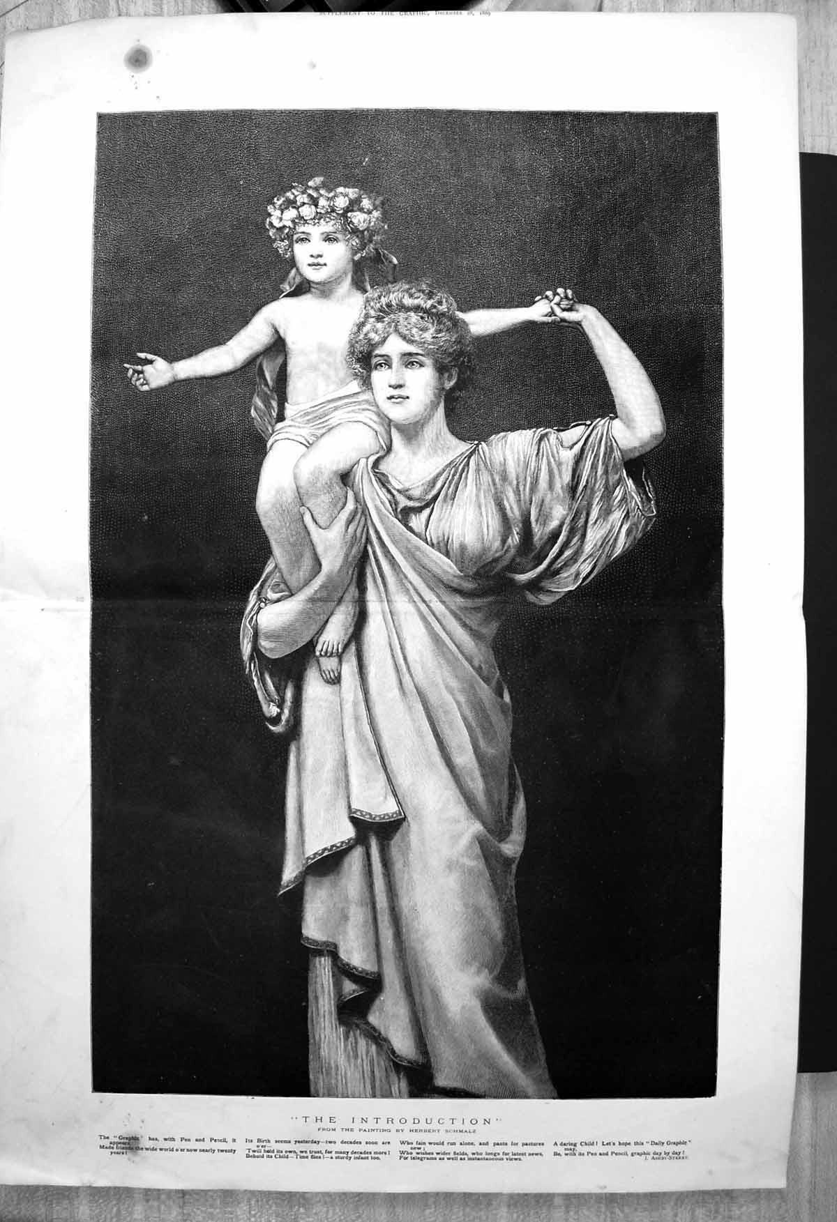 Old Antique Print Introduction Herbert Schmalz Woman Hing Child Shoulder